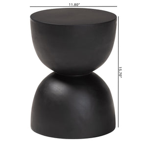 Baxton Studio bali Nomiki Solid Suar Wood Side Table - Hand-Carved Hourglass Accent for Modern Boho Interiors Suar S/T 003-Black-Side Table