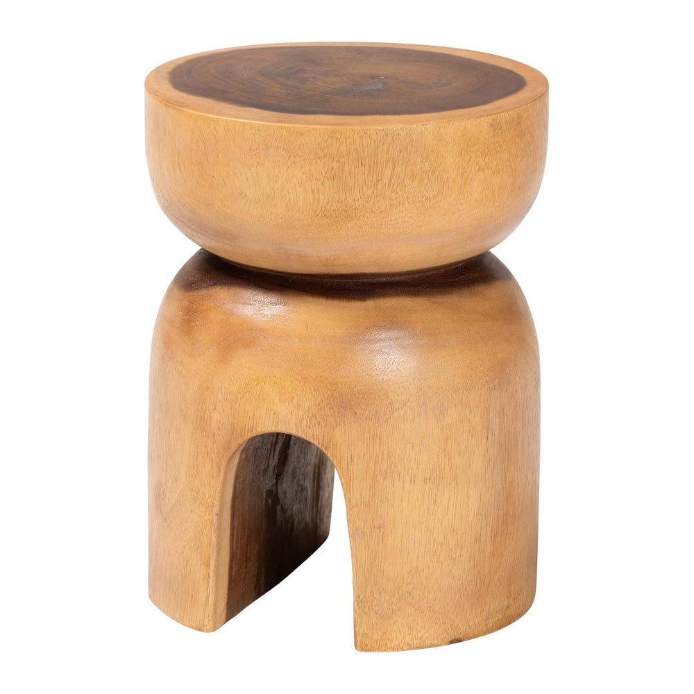 Baxton Studio bali Abrina Solid Suar Wood Side Table - Hand-Carved Modern Boho Accent with Unique Arched Base Suar S/T 004-Natural-Side Table