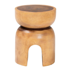 Baxton Studio bali Abrina Solid Suar Wood Side Table - Hand-Carved Modern Boho Accent with Unique Arched Base Suar S/T 004-Natural-Side Table