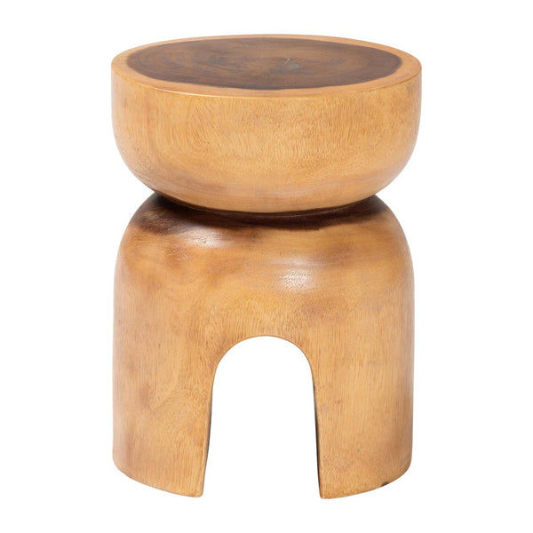 Baxton Studio bali Abrina Solid Suar Wood Side Table - Hand-Carved Modern Boho Accent with Unique Arched Base Suar S/T 004-Natural-Side Table