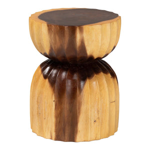 Baxton Studio bali Noleta Hand-Carved Suar Wood Side Table - Unique Sculptural Hourglass Design for Modern Spaces Suar S/T 005-Natural-Side Table
