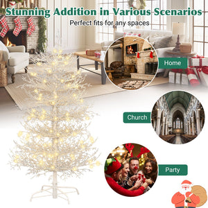 English Elm 4FT Aspen Fir Pre-Lit Artificial Christmas Tree with 280 Snow-Flocked Tips & 230 Warm White LEDs, Lightweight Hinged Frame for Home & Party Decor N704P326835A