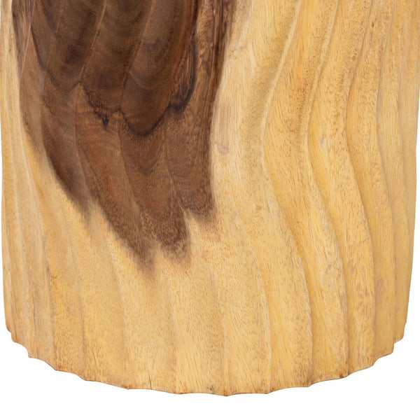 Baxton Studio bali Fuchsia Hand-Carved Suar Wood Accent Table – Unique Round Sculptural Design for Any Space Suar S/T 006-Natural-Side Table