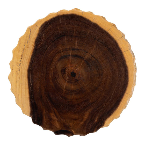 Baxton Studio bali Fuchsia Hand-Carved Suar Wood Accent Table – Unique Round Sculptural Design for Any Space Suar S/T 006-Natural-Side Table