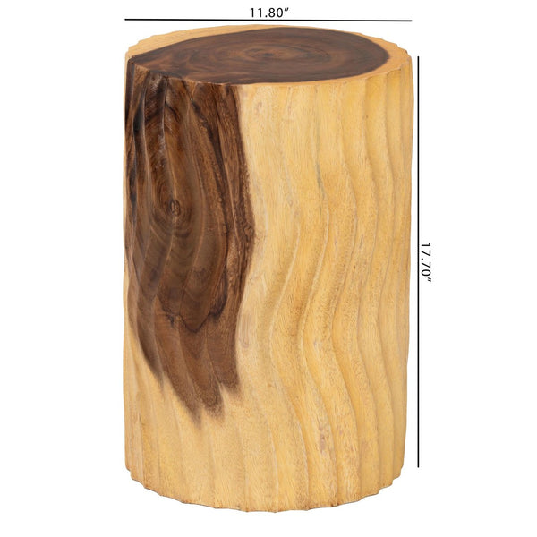 Baxton Studio bali Fuchsia Hand-Carved Suar Wood Accent Table – Unique Round Sculptural Design for Any Space Suar S/T 006-Natural-Side Table
