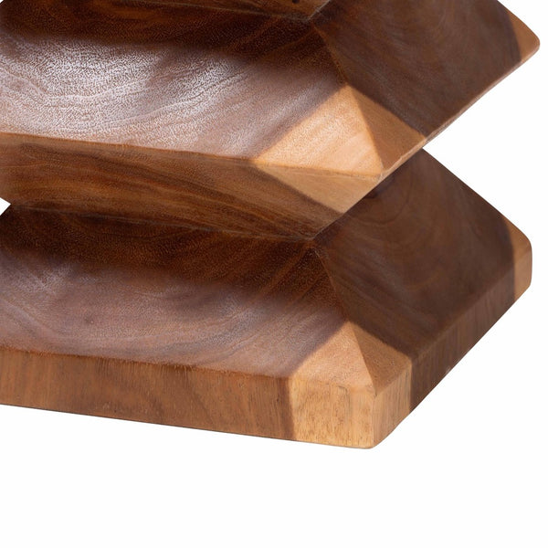 Baxton Studio bali Malati Hand-Carved Suar Wood Side Table - Sculptural Zigzag Accent for Modern Boho Interiors Suar S/T 007-Natural-Side Table