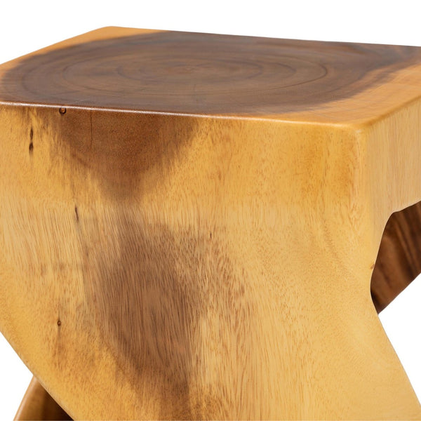 Baxton Studio bali Hand-Carved Suar Wood Side Table - Modern Boho Accent Table with Openwork Twist Design, 11.8" Suar S/T 011-Natural-Side Table