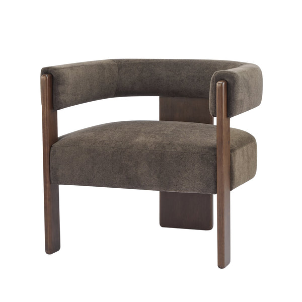 English Elm Christopher Knight Home® - Modern Velvet Upholstered Accent Arm chair with Barrel Back Design, Luxurious Velvet Comfort & Curved Legs Dark Brown,Walnut 29.5 L x 25.5 W x 14.5 H N776P205886D