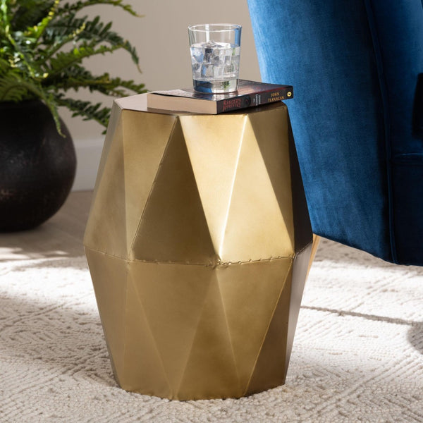 Baxton Studio Baxton Studio Salman Geometric Bronze Accent Table - Modern Compact Side Table for Any Space H01-123219-Bronze/Metal-Side Table