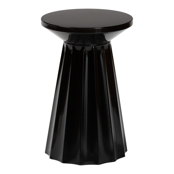Baxton Studio Baxton Studio Ulmer Metal Scalloped Round Accent Table - Modern Elegance for Indoor and Outdoor Use Black H01-123220-Black/Metal-Side Table