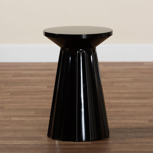 Baxton Studio Baxton Studio Ulmer Metal Scalloped Round Accent Table - Modern Elegance for Indoor and Outdoor Use Black H01-123220-Black/Metal-Side Table