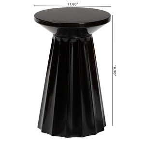 Baxton Studio Baxton Studio Ulmer Metal Scalloped Round Accent Table - Modern Elegance for Indoor and Outdoor Use Black H01-123220-Black/Metal-Side Table