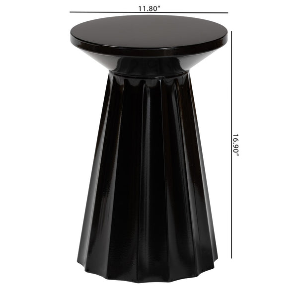 Baxton Studio Baxton Studio Ulmer Metal Scalloped Round Accent Table - Modern Elegance for Indoor and Outdoor Use Black H01-123220-Black/Metal-Side Table