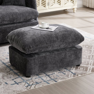 English Elm 360° 360 Swivel Oversized Chenille Armchair with Pocket Spring Seat and Three Throw Pillows Dark Grey W1361S00092