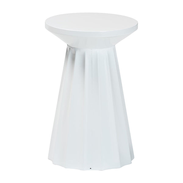 Baxton Studio Baxton Studio Ulmer Metal Scalloped Round Accent Table - Modern Elegance for Indoor and Outdoor Use White H01-123220A-White/Metal-Side Table