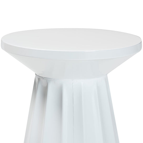 Baxton Studio Baxton Studio Ulmer Metal Scalloped Round Accent Table - Modern Elegance for Indoor and Outdoor Use White H01-123220A-White/Metal-Side Table