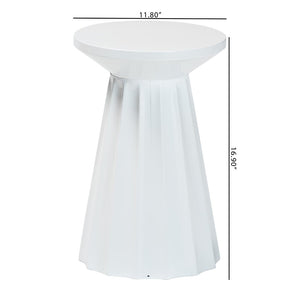 Baxton Studio Baxton Studio Ulmer Metal Scalloped Round Accent Table - Modern Elegance for Indoor and Outdoor Use White H01-123220A-White/Metal-Side Table