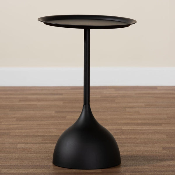 Baxton Studio Baxton Studio Modern Metal Pedestal Side Table - Sleek Round Tray Top for Indoor & Outdoor Use Black H01-132670-Black/Metal-Side Table