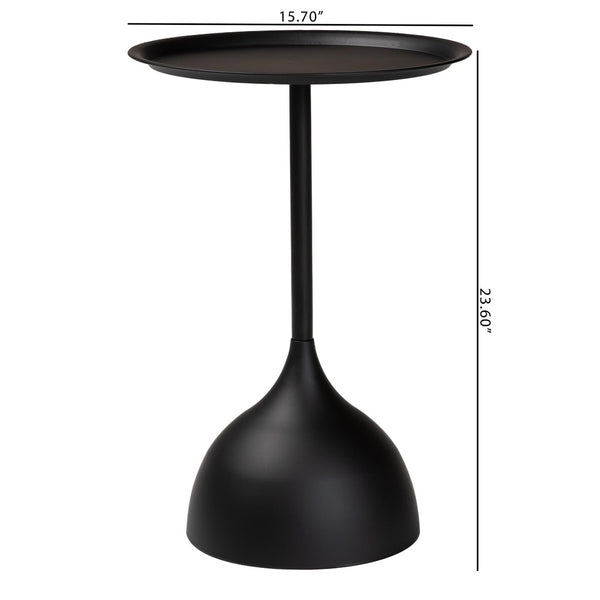 Baxton Studio Baxton Studio Modern Metal Pedestal Side Table - Sleek Round Tray Top for Indoor & Outdoor Use Black H01-132670-Black/Metal-Side Table