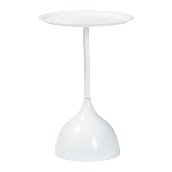 Baxton Studio Baxton Studio Modern Metal Pedestal Side Table - Sleek Round Tray Top for Indoor & Outdoor Use White H01-132670A-White/Metal-Side Table