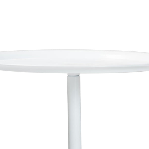 Baxton Studio Baxton Studio Modern Metal Pedestal Side Table - Sleek Round Tray Top for Indoor & Outdoor Use White H01-132670A-White/Metal-Side Table