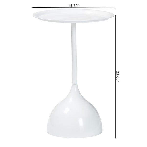 Baxton Studio Baxton Studio Modern Metal Pedestal Side Table - Sleek Round Tray Top for Indoor & Outdoor Use White H01-132670A-White/Metal-Side Table