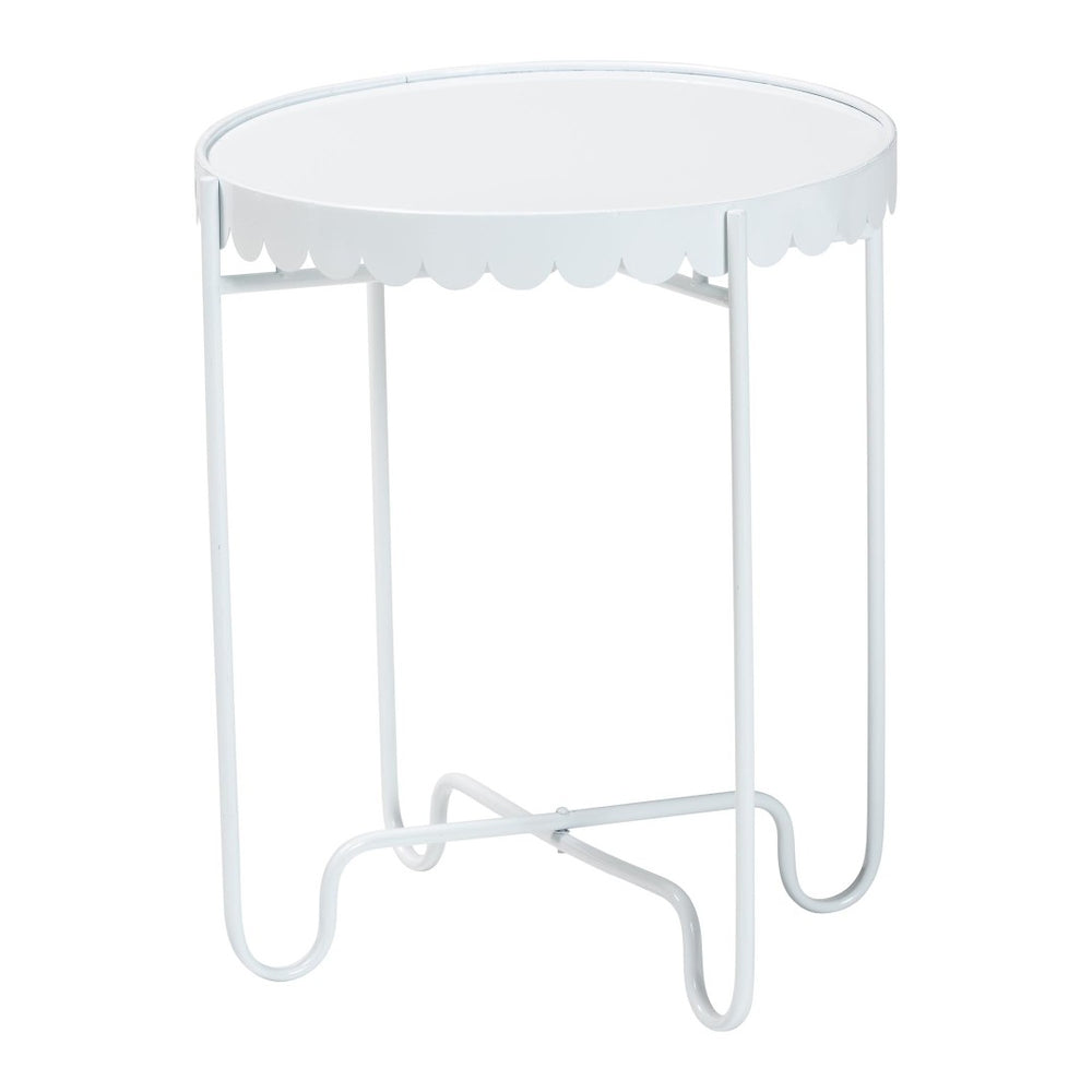 Baxton Studio Baxton Studio Laverne Metal Side Table – Scalloped Round Accent Table for Indoor & Outdoor Use White H01-122082-White/Metal-Side Table