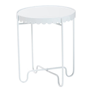 Baxton Studio Baxton Studio Laverne Metal Side Table – Scalloped Round Accent Table for Indoor & Outdoor Use White H01-122082-White/Metal-Side Table