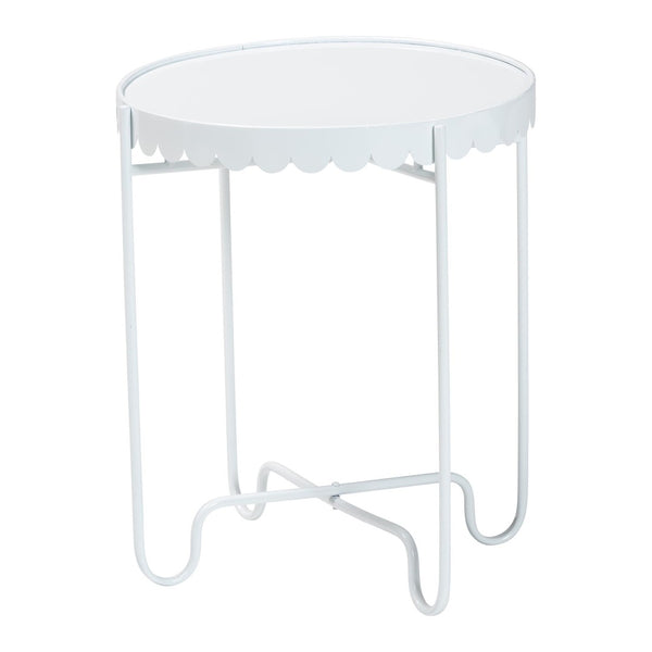 Baxton Studio Baxton Studio Laverne Metal Side Table – Scalloped Round Accent Table for Indoor & Outdoor Use White H01-122082-White/Metal-Side Table