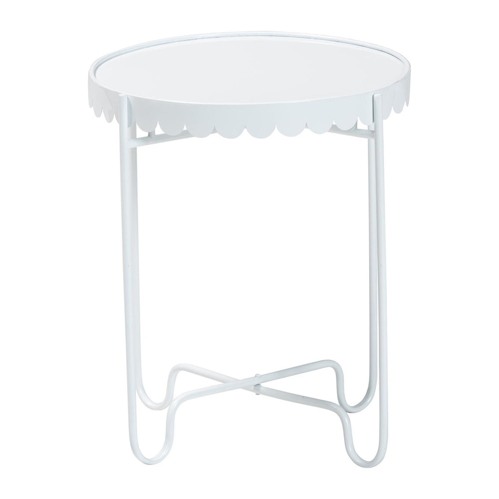 Baxton Studio Baxton Studio Laverne Metal Side Table – Scalloped Round Accent Table for Indoor & Outdoor Use White H01-122082-White/Metal-Side Table
