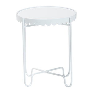 Baxton Studio Baxton Studio Laverne Metal Side Table – Scalloped Round Accent Table for Indoor & Outdoor Use White H01-122082-White/Metal-Side Table