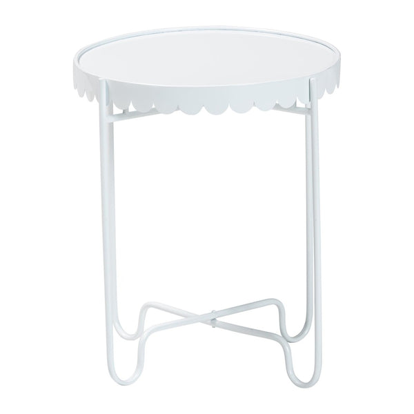 Baxton Studio Baxton Studio Laverne Metal Side Table – Scalloped Round Accent Table for Indoor & Outdoor Use White H01-122082-White/Metal-Side Table