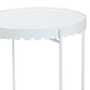 Baxton Studio Baxton Studio Laverne Metal Side Table – Scalloped Round Accent Table for Indoor & Outdoor Use White H01-122082-White/Metal-Side Table