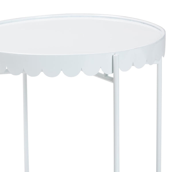 Baxton Studio Baxton Studio Laverne Metal Side Table – Scalloped Round Accent Table for Indoor & Outdoor Use White H01-122082-White/Metal-Side Table