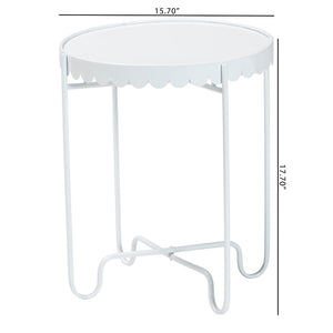 Baxton Studio Baxton Studio Laverne Metal Side Table – Scalloped Round Accent Table for Indoor & Outdoor Use White H01-122082-White/Metal-Side Table