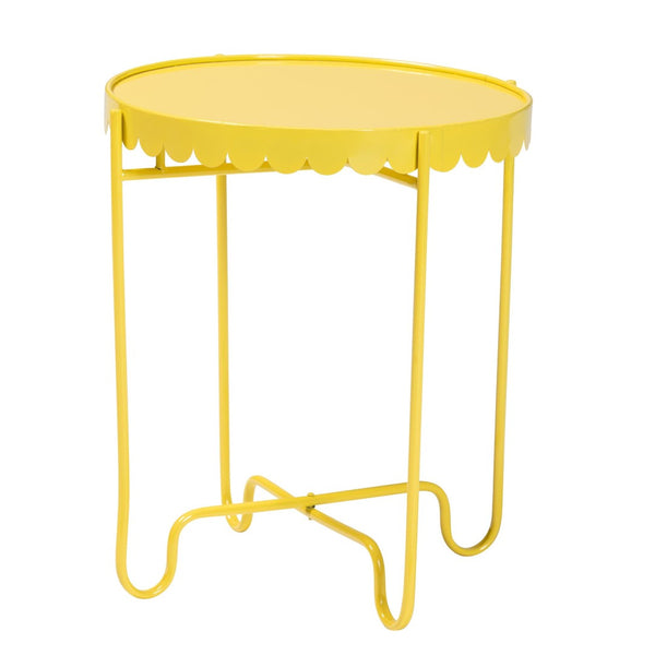 Baxton Studio Baxton Studio Laverne Metal Side Table – Scalloped Round Accent Table for Indoor & Outdoor Use Yellow H01-122082-Yellow/Metal-Side Table