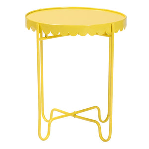 Baxton Studio Baxton Studio Laverne Metal Side Table – Scalloped Round Accent Table for Indoor & Outdoor Use Yellow H01-122082-Yellow/Metal-Side Table