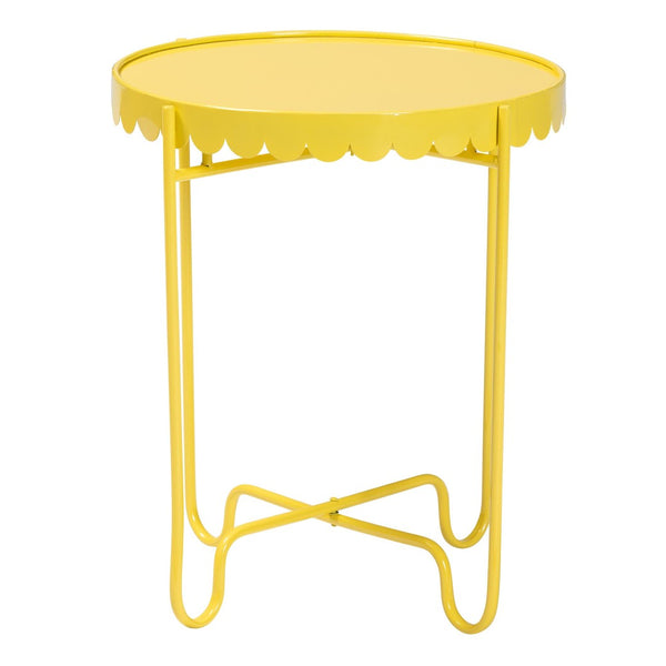 Baxton Studio Baxton Studio Laverne Metal Side Table – Scalloped Round Accent Table for Indoor & Outdoor Use Yellow H01-122082-Yellow/Metal-Side Table