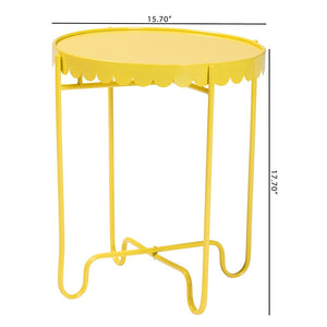 Baxton Studio Baxton Studio Laverne Metal Side Table – Scalloped Round Accent Table for Indoor & Outdoor Use Yellow H01-122082-Yellow/Metal-Side Table
