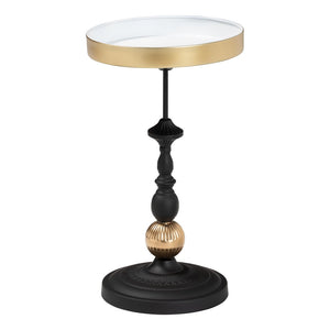 Baxton Studio Baxton Studio Javion Round Accent Table - Stylish Black & Gold Metal Tray Top for Indoor or Patio Use H01-113307-Gold/Black/Metal-Side Table