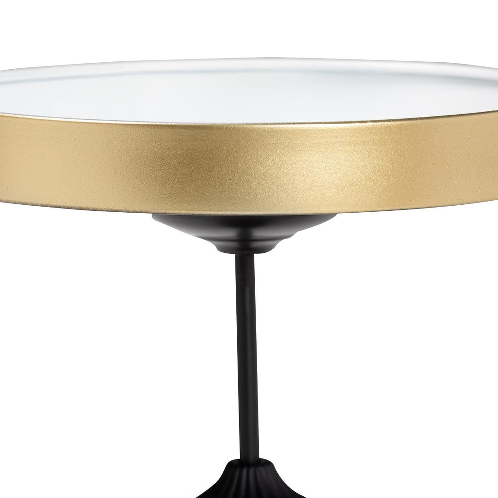 Baxton Studio Baxton Studio Javion Round Accent Table - Stylish Black & Gold Metal Tray Top for Indoor or Patio Use H01-113307-Gold/Black/Metal-Side Table