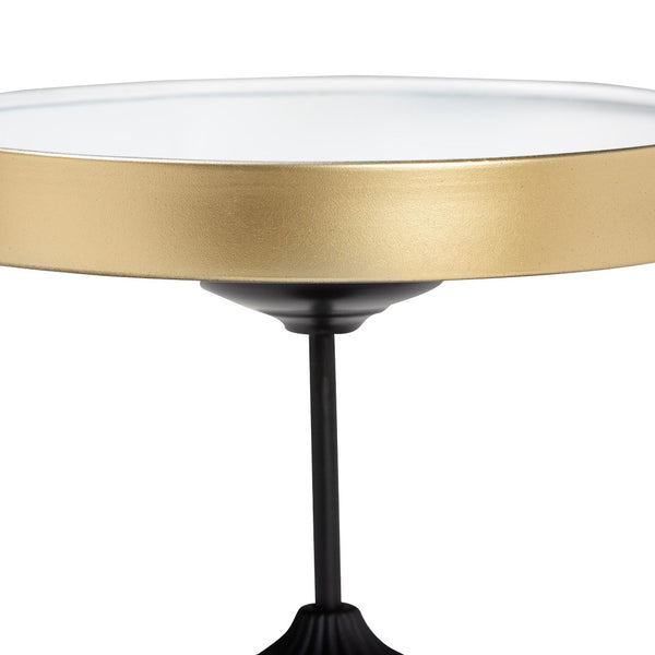 Baxton Studio Baxton Studio Javion Round Accent Table - Stylish Black & Gold Metal Tray Top for Indoor or Patio Use H01-113307-Gold/Black/Metal-Side Table