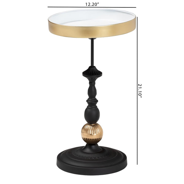 Baxton Studio Baxton Studio Javion Round Accent Table - Stylish Black & Gold Metal Tray Top for Indoor or Patio Use H01-113307-Gold/Black/Metal-Side Table