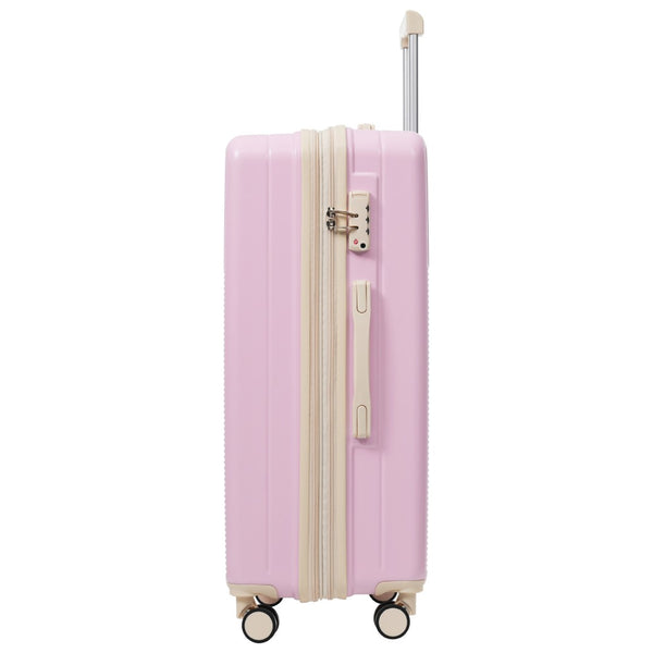English Elm Luggage 5 Piece Hardside Abs Set with Front Access Carry on and Tsa Spinner Wheels Light Pink N732P391579U