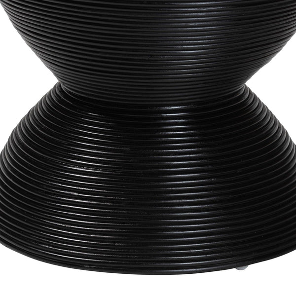 Baxton Studio bali Tokyo Laminated Rattan Side Table - Handcrafted Hourglass Accent Table for Modern Boho Spaces Black Tokyo-Black Rattan-Side Table