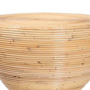 Baxton Studio bali Tokyo Laminated Rattan Side Table - Handcrafted Hourglass Accent Table for Modern Boho Spaces Natural Tokyo-Natural Rattan-Side Table