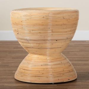 Baxton Studio bali Tokyo Laminated Rattan Side Table - Handcrafted Hourglass Accent Table for Modern Boho Spaces Natural Tokyo-Natural Rattan-Side Table