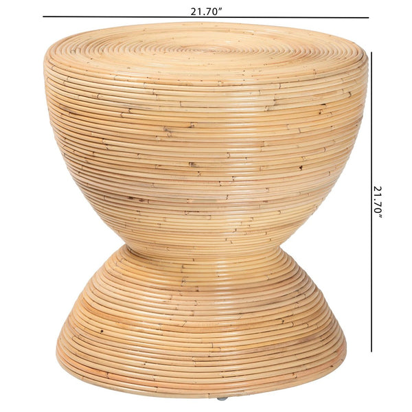 Baxton Studio bali Tokyo Laminated Rattan Side Table - Handcrafted Hourglass Accent Table for Modern Boho Spaces Natural Tokyo-Natural Rattan-Side Table