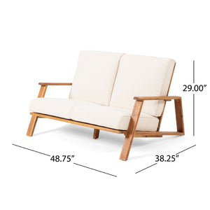 English Elm Paloma Acacia Wood Outdoor Loveseat and Coffee Table Set for Patio Decks N767P406364B