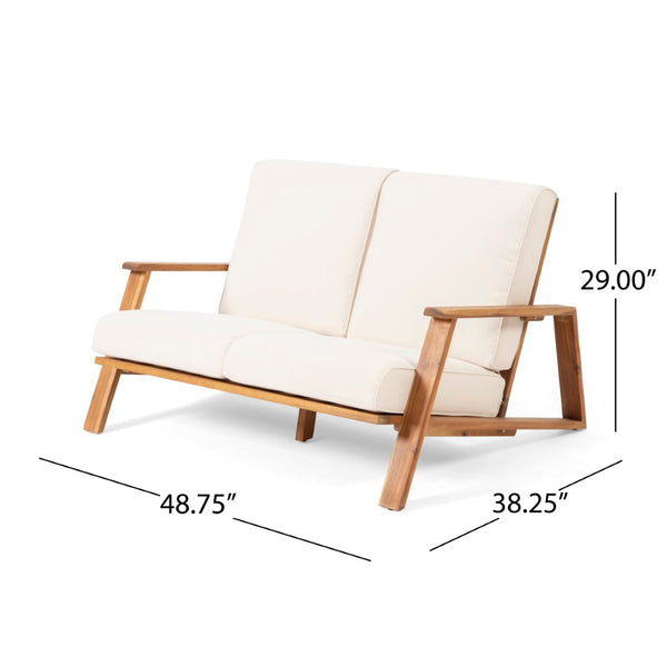 English Elm Paloma Acacia Wood Outdoor Loveseat and Coffee Table Set for Patio Decks N767P406364B